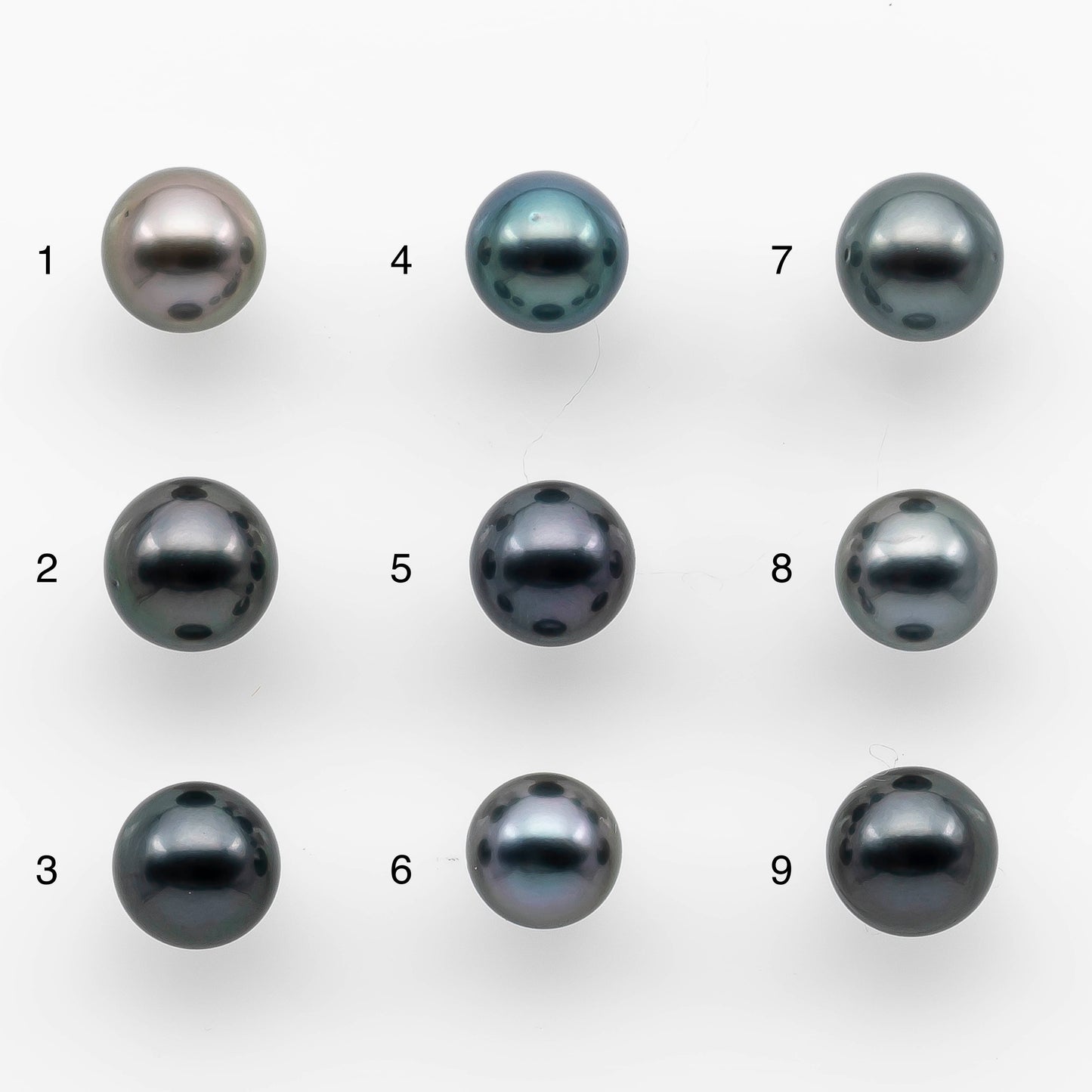 8-9mm High Quality Round Tahitian Pearl in Natural Color and Nice Luster with Minor Blemishe, Single Piece Loose Undrilled, SKU # 2084TH