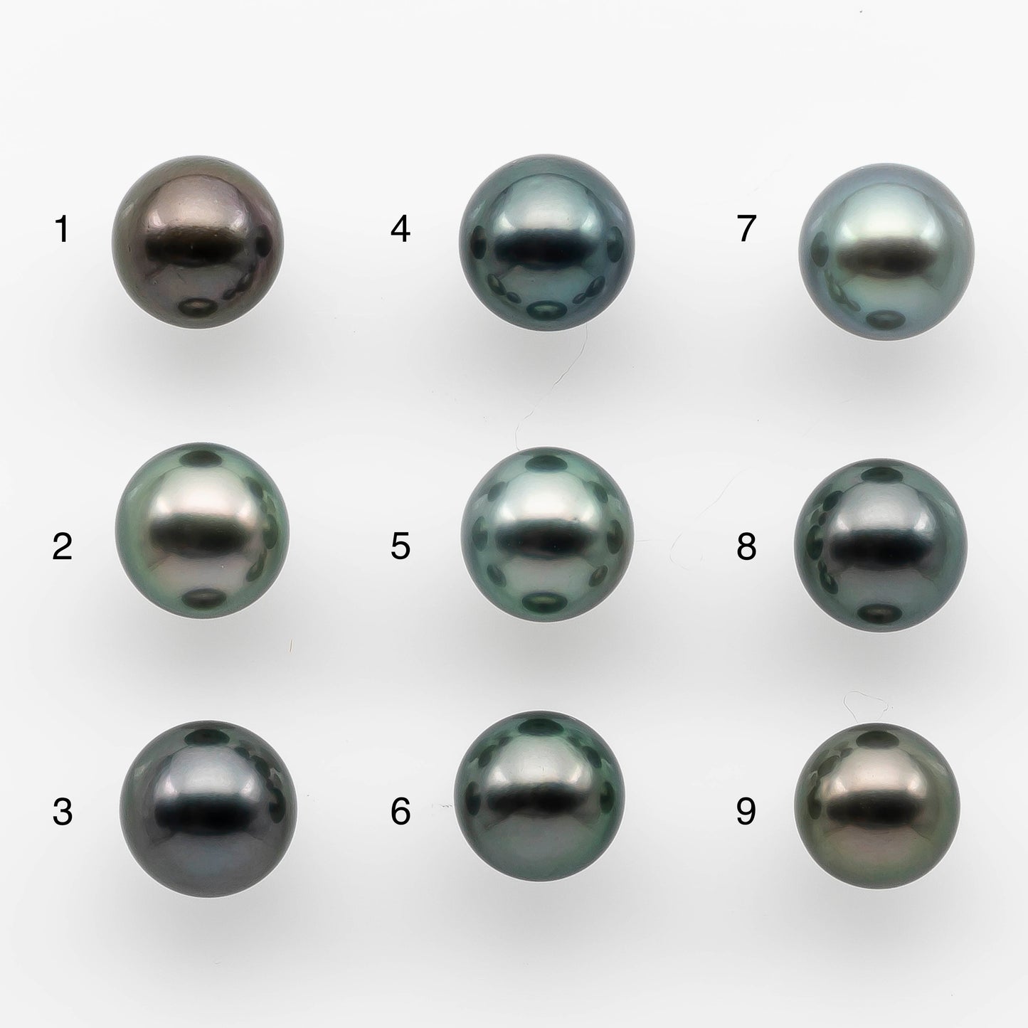 9-10mm AAA High Quality Round Tahitian Pearl in Natural Color and Very Nice Luster, Single Piece Loose Undrilled, SKU # 2085TH