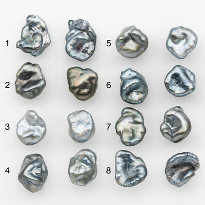 9mm Tahitian Keshi Pearl Pairs, Matched Loose Undrilled for Making Earring, Natural Color and High Luster, SKU # 3267TH