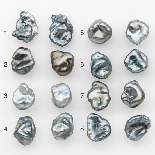 9mm Tahitian Keshi Pearl Pairs, Matched Loose Undrilled for Making Earring, Natural Color and High Luster, SKU # 3267TH