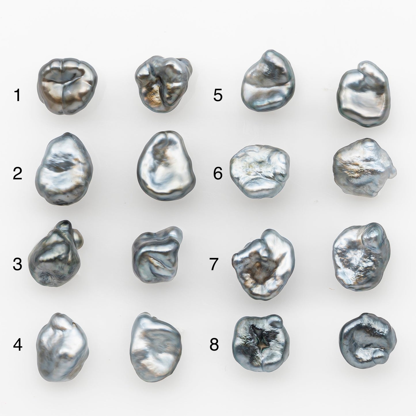8mm Tahitian Keshi Pearl Pairs, Matched Loose Undrilled for Making Earring, Natural Color and High Luster, SKU # 3268TH