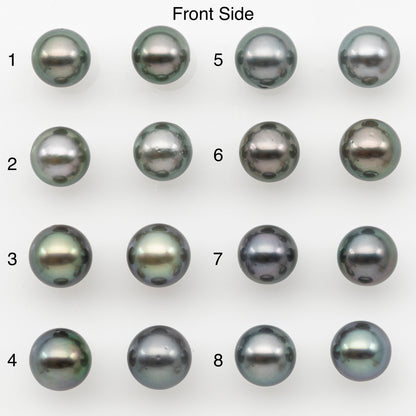 8-9mm Round Tahitian Pearl Pairs with Minor Blemishes, Matched Loose Pearls for Making Studs, for Jewelry Making Supplies, SKU # 3285TH