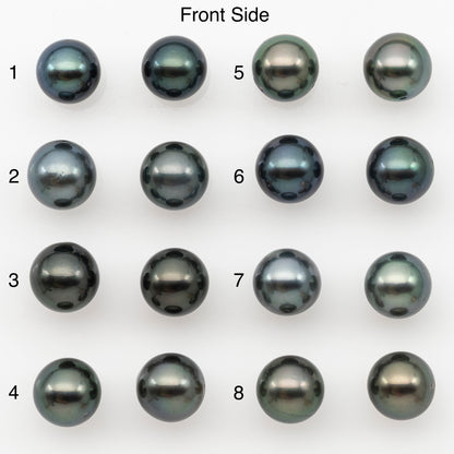 8-9mm Round Tahitian Pearl Pairs with Minor Blemishes, Matched Loose Pearls for Making Studs, for Jewelry Making Supplies, SKU # 3271TH
