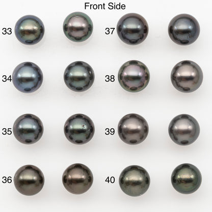 8-9mm Round Tahitian Pearl Pairs with Minor Blemishes, Matched Loose Pearls for Making Studs, for Jewelry Making Supplies, SKU # 3271TH