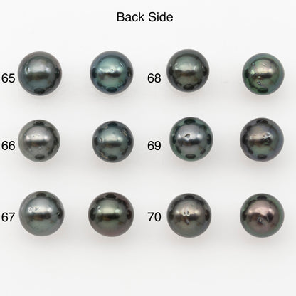 8-9mm Round Tahitian Pearl Pairs with Minor Blemishes, Matched Loose Pearls for Making Studs, for Jewelry Making Supplies, SKU # 3271TH