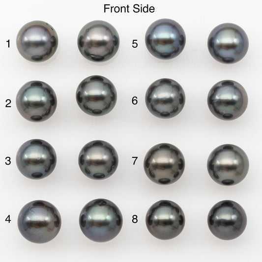 9-10mm Round Tahitian Pearl Pairs with Minor Blemishes, Matched Loose Pearls for Making Studs, for Jewelry Making Supplies, SKU # 3272TH