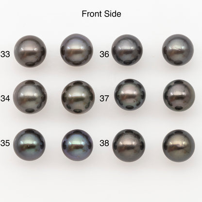 9-10mm Round Tahitian Pearl Pairs with Minor Blemishes, Matched Loose Pearls for Making Studs, for Jewelry Making Supplies, SKU # 3272TH