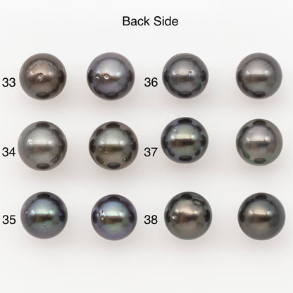 9-10mm Round Tahitian Pearl Pairs with Minor Blemishes, Matched Loose Pearls for Making Studs, for Jewelry Making Supplies, SKU # 3272TH
