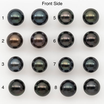 9-10mm Round Tahitian Pearl Pairs with Minor Blemishes, Matched Loose Pearls for Making Studs, for Jewelry Making Supplies, SKU # 3273TH
