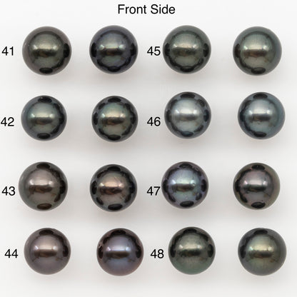 9-10mm Round Tahitian Pearl Pairs with Minor Blemishes, Matched Loose Pearls for Making Studs, for Jewelry Making Supplies, SKU # 3273TH
