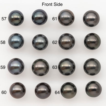 9-10mm Round Tahitian Pearl Pairs with Minor Blemishes, Matched Loose Pearls for Making Studs, for Jewelry Making Supplies, SKU # 3273TH