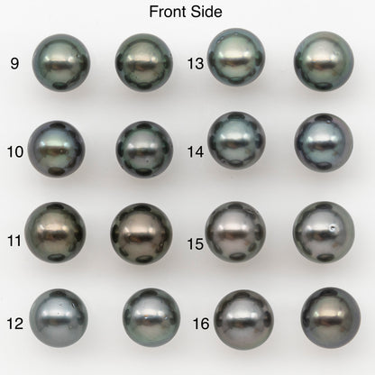 9-10mm Round Tahitian Pearl Pairs with Minor Blemishes, Matched Loose Pearls for Making Studs, for Jewelry Making Supplies, SKU # 32734TH