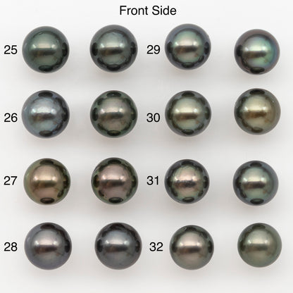 9-10mm Round Tahitian Pearl Pairs with Minor Blemishes, Matched Loose Pearls for Making Studs, for Jewelry Making Supplies, SKU # 32734TH