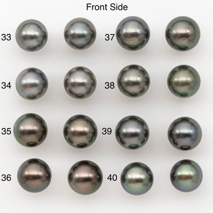 9-10mm Round Tahitian Pearl Pairs with Minor Blemishes, Matched Loose Pearls for Making Studs, for Jewelry Making Supplies, SKU # 32734TH
