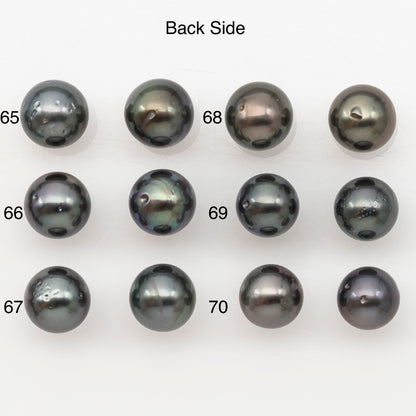 9-10mm Round Tahitian Pearl Pairs with Minor Blemishes, Matched Loose Pearls for Making Studs, for Jewelry Making Supplies, SKU # 32734TH