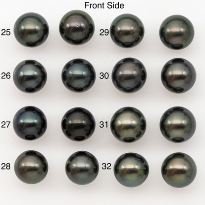 10-11mm Round Tahitian Pearl Pairs with Minor Blemishes, Matched Loose Pearls for Making Studs, for Jewelry Making Supplies, SKU # 3275TH