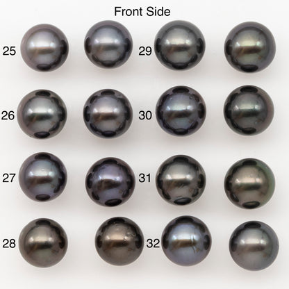 10-11mm Round Tahitian Pearl Pairs with Minor Blemishes, Matched Loose Pearls for Making Studs, for Jewelry Making Supplies, SKU # 3276TH