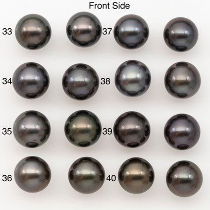 10-11mm Round Tahitian Pearl Pairs with Minor Blemishes, Matched Loose Pearls for Making Studs, for Jewelry Making Supplies, SKU # 3276TH