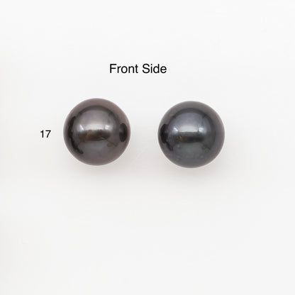 11-12mm Round Tahitian Pearl Pairs with Minor Blemishes, Matched Loose Pearls for Making Studs, for Jewelry Making Supplies, SKU # 3277TH