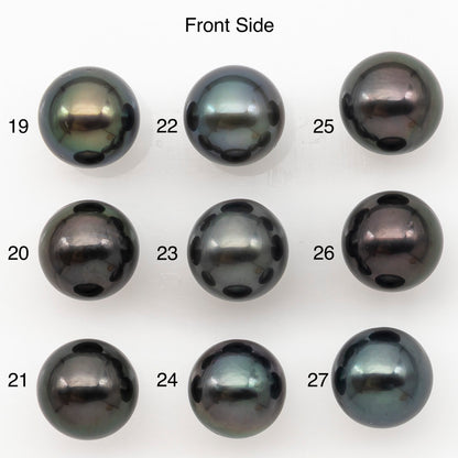 9-10mm Round Tahitian Pearl Natural Color with Minor Blemishes, Loose Undrilled for Jewelry Making, SKU # 3282TH