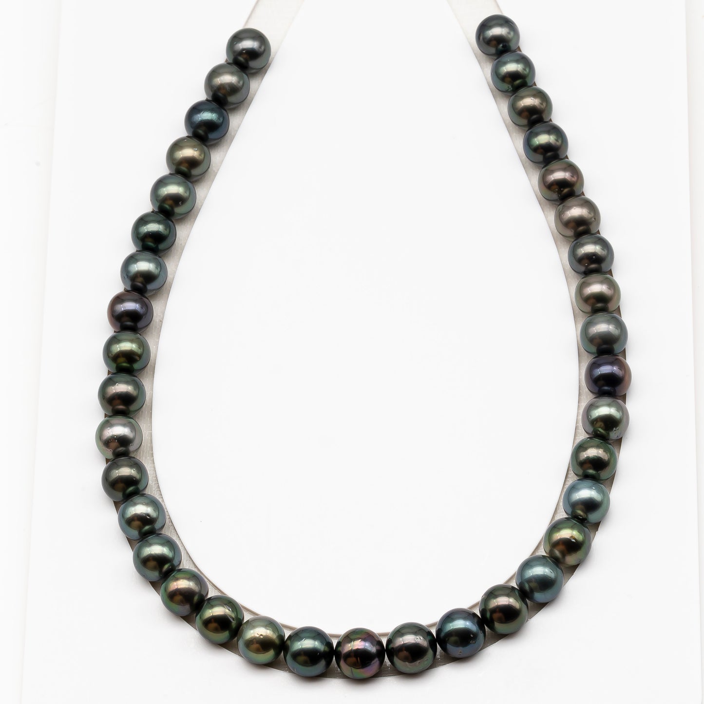 11-12mm Round Tahitian Pearl in Full Strand (No Hole), Natural Colors , Temporarily Strung Black Pearls for Jewelry Making, SKU # 3278TH