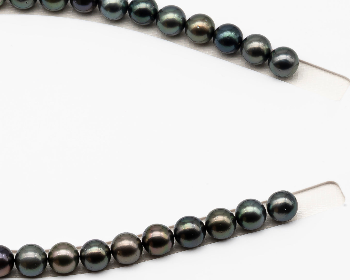 11-12mm Round Tahitian Pearl in Full Strand (No Hole), Natural Colors , Temporarily Strung Black Pearls for Jewelry Making, SKU # 3278TH