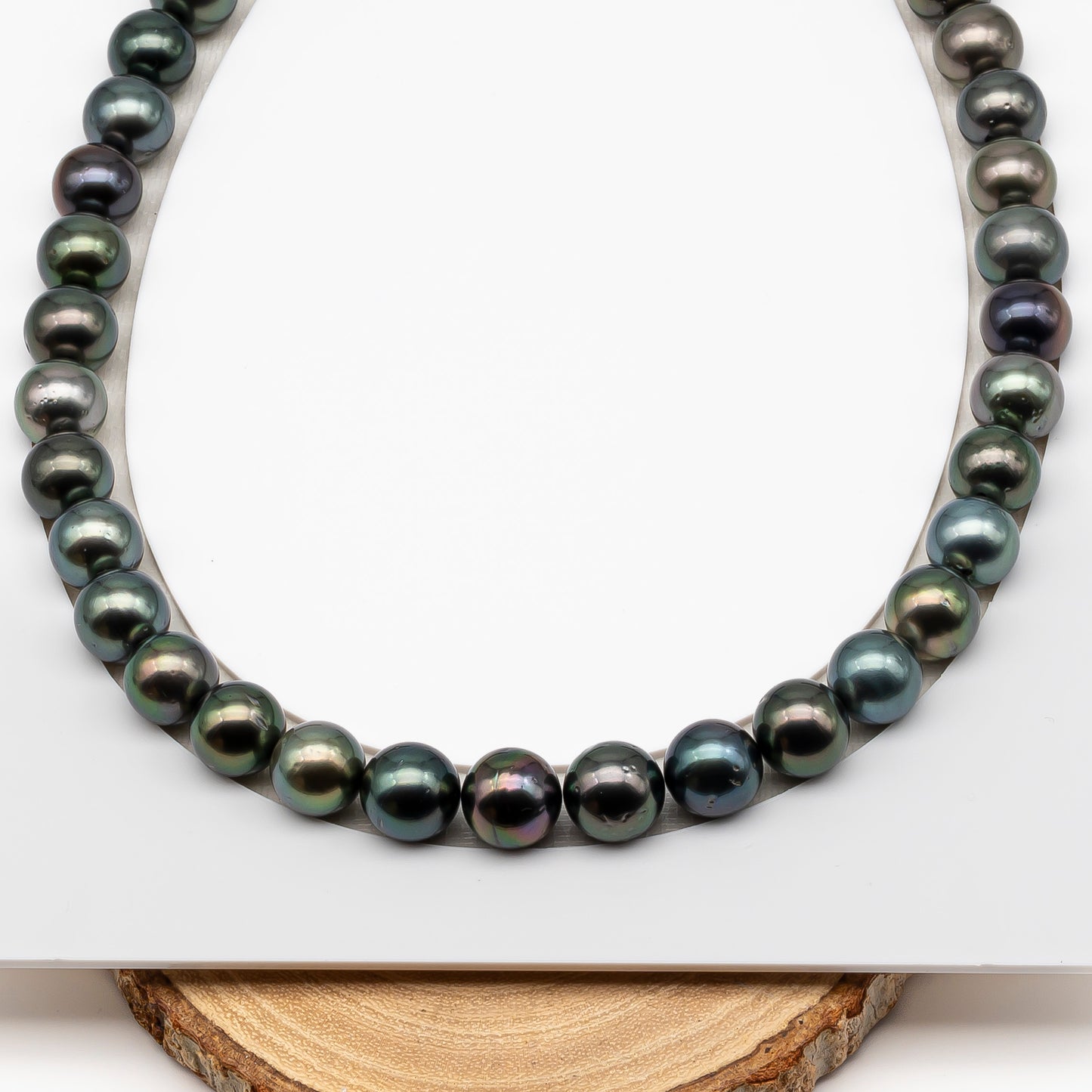 11-12mm Round Tahitian Pearl in Full Strand (No Hole), Natural Colors , Temporarily Strung Black Pearls for Jewelry Making, SKU # 3278TH