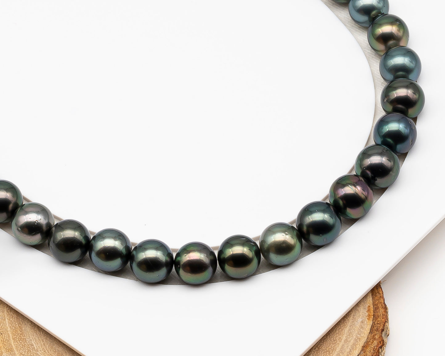 11-12mm Round Tahitian Pearl in Full Strand (No Hole), Natural Colors , Temporarily Strung Black Pearls for Jewelry Making, SKU # 3278TH