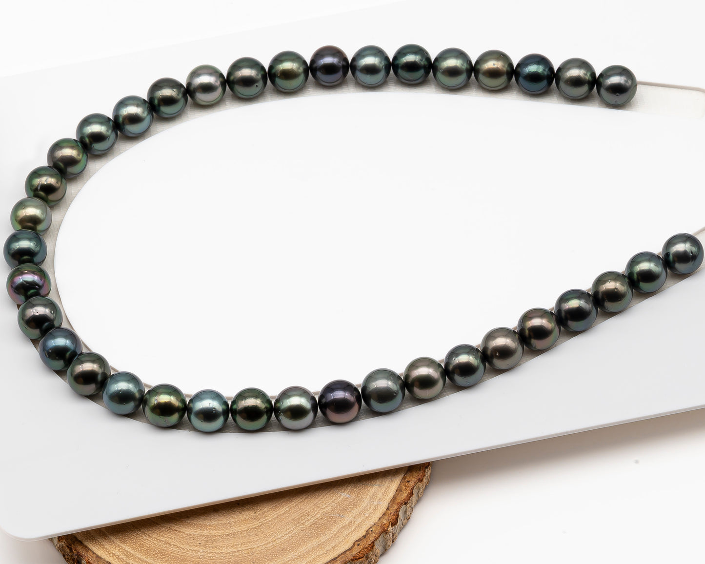 11-12mm Round Tahitian Pearl in Full Strand (No Hole), Natural Colors , Temporarily Strung Black Pearls for Jewelry Making, SKU # 3278TH