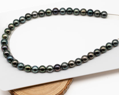 11-12mm Round Tahitian Pearl in Full Strand (No Hole), Natural Colors , Temporarily Strung Black Pearls for Jewelry Making, SKU # 3278TH