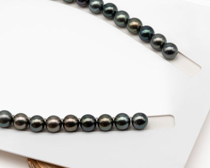 11-12mm Round Tahitian Pearl in Full Strand (No Hole), Natural Colors , Temporarily Strung Black Pearls for Jewelry Making, SKU # 3278TH