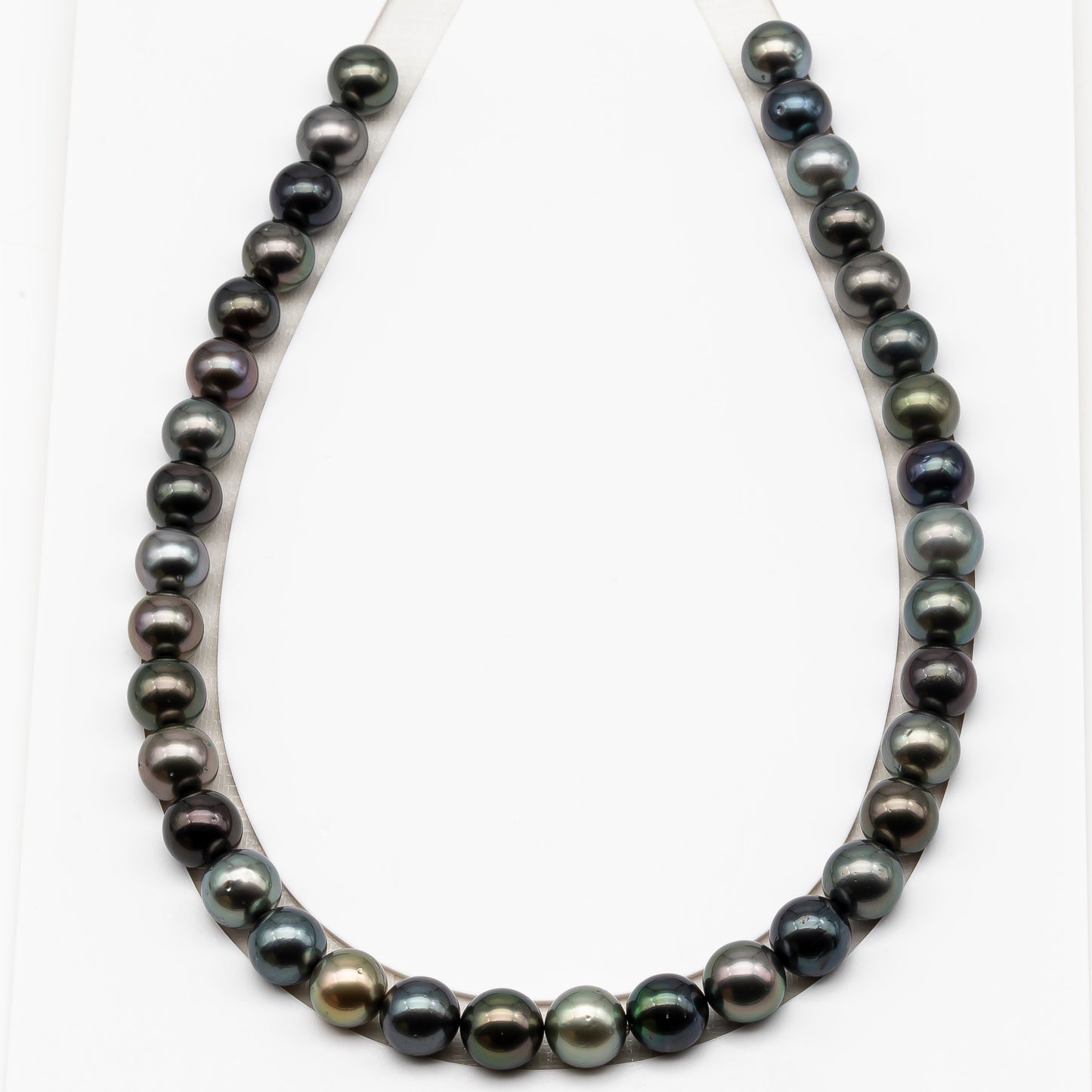 11-12mm Round Tahitian Pearl in Full Strand (No Hole), Natural Colors , Temporarily Strung Black Pearls for Jewelry Making, SKU # 3279TH