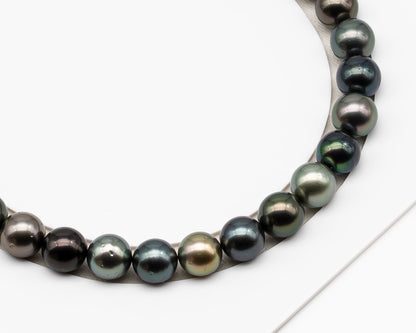 11-12mm Round Tahitian Pearl in Full Strand (No Hole), Natural Colors , Temporarily Strung Black Pearls for Jewelry Making, SKU # 3279TH