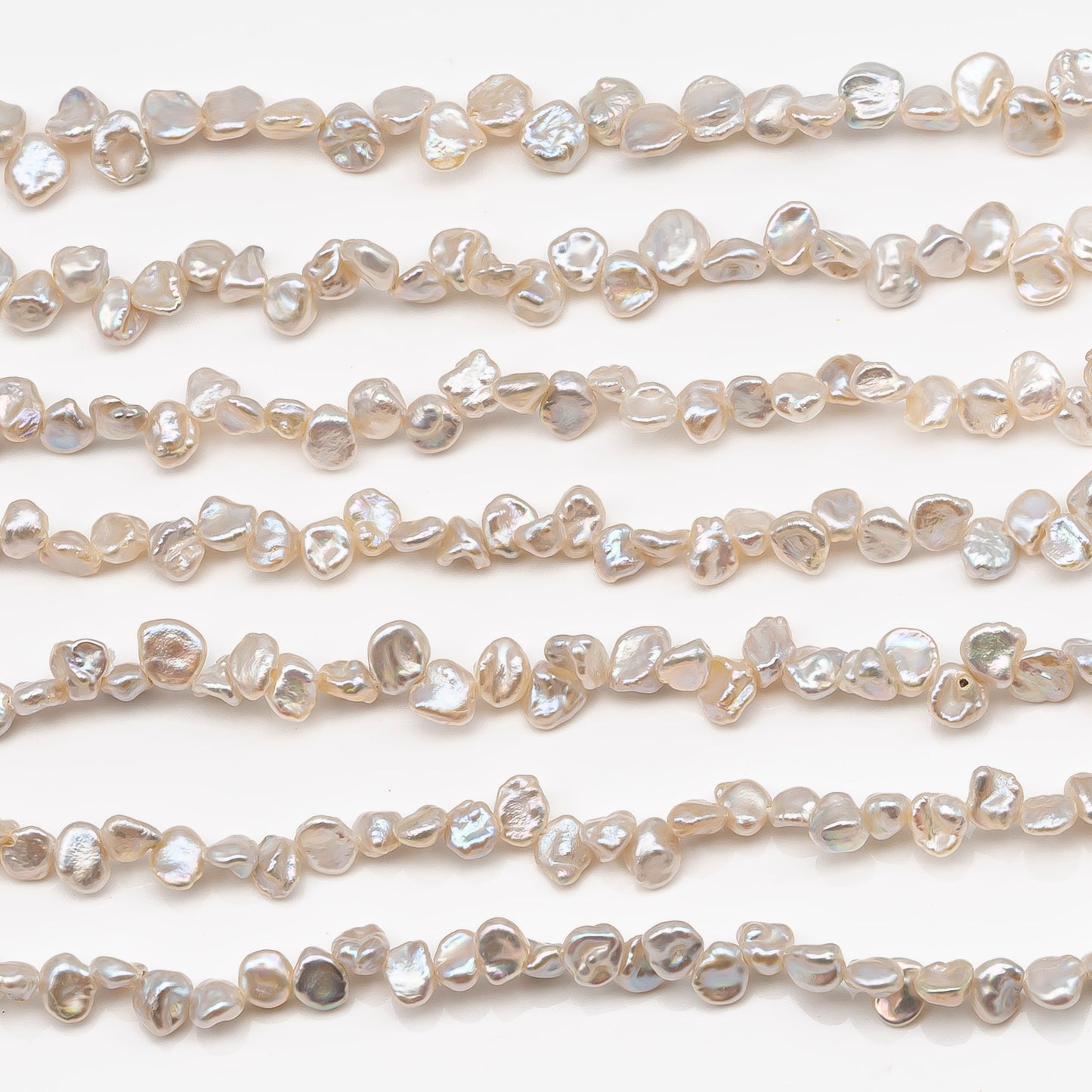 Tiny Keshi Pearls, Top Drill Freshwater Pearl, White 4-5mm, SKU #2500FW