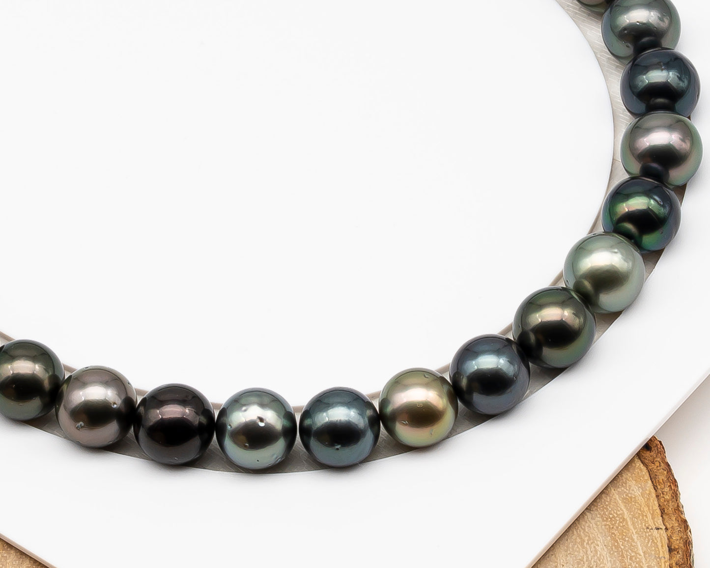 11-12mm Round Tahitian Pearl in Full Strand (No Hole), Natural Colors , Temporarily Strung Black Pearls for Jewelry Making, SKU # 3279TH