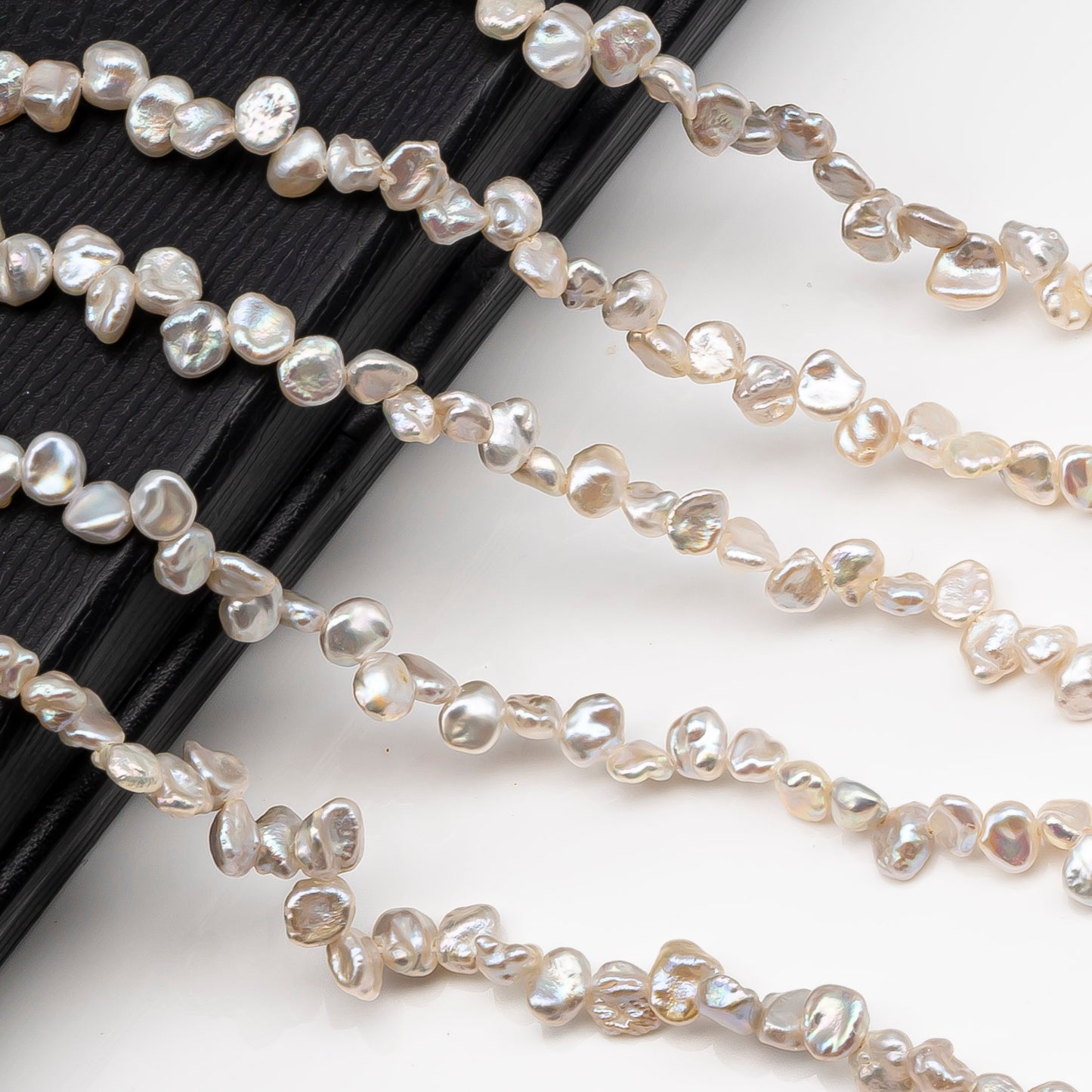 Tiny Keshi Pearls, Top Drill Freshwater Pearl, White 4-5mm, SKU #2500FW