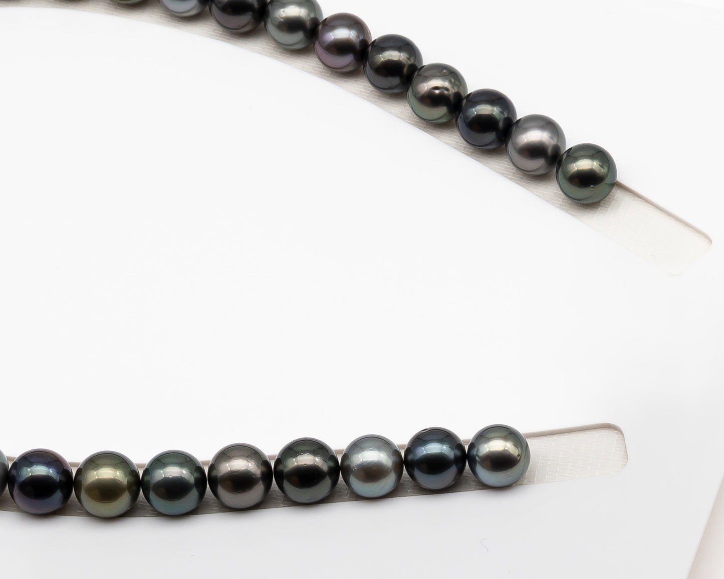 11-12mm Round Tahitian Pearl in Full Strand (No Hole), Natural Colors , Temporarily Strung Black Pearls for Jewelry Making, SKU # 3279TH
