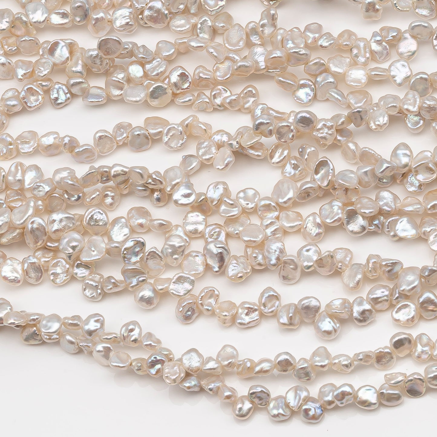 Tiny Keshi Pearls, Top Drill Freshwater Pearl, White 4-5mm, SKU #2500FW