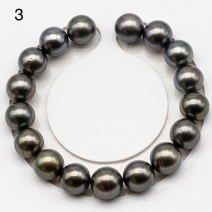 11-12mm 7-8 Inch Tahitian Pearl Short Strand (No Hole), Round with Natural Colors, SKU # 3280TH
