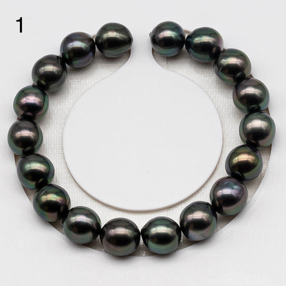 10-11mm 7-8 Inch Tahitian Pearl Short Strand (No Hole), Natural Colors, SKU # 3312TH