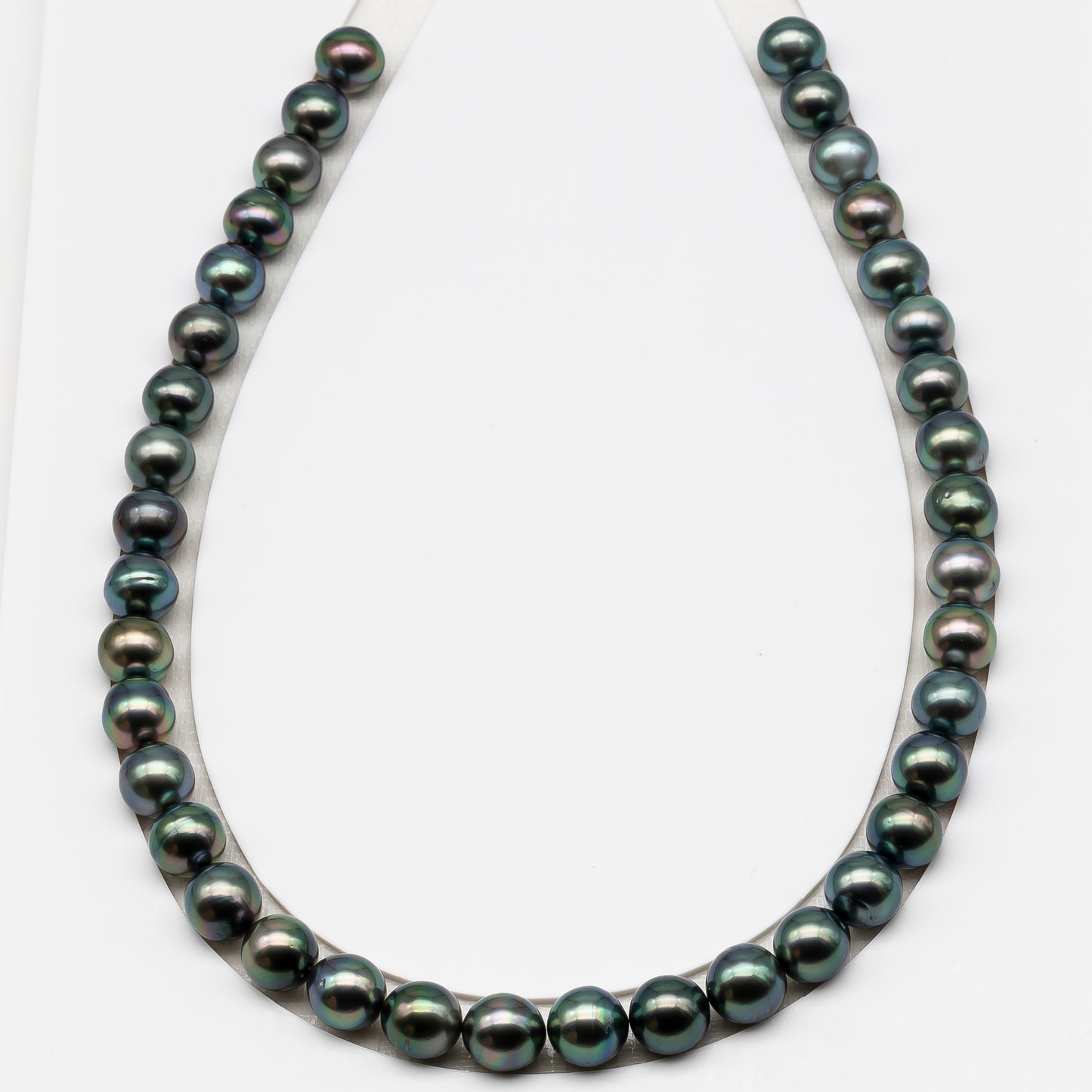 10-11mm Tahitian Pearl in Full Strand (No Hole), Natural Colors , Temporarily Strung Black Pearls for Jewelry Making, SKU # 3305TH