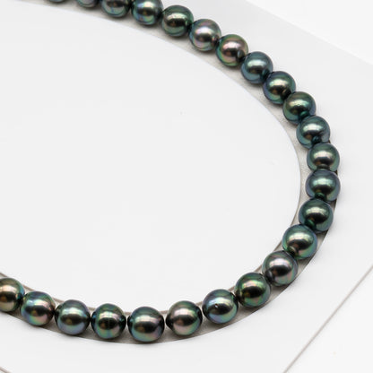 10-11mm Tahitian Pearl in Full Strand (No Hole), Natural Colors , Temporarily Strung Black Pearls for Jewelry Making, SKU # 3305TH