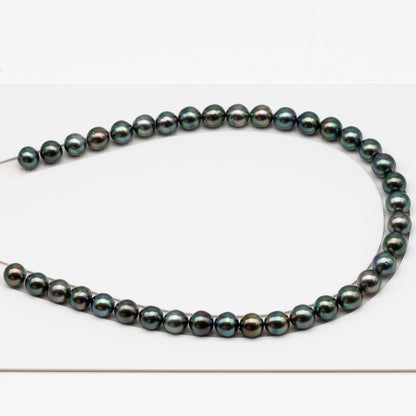 10-11mm Tahitian Pearl in Full Strand (No Hole), Natural Colors , Temporarily Strung Black Pearls for Jewelry Making, SKU # 3305TH