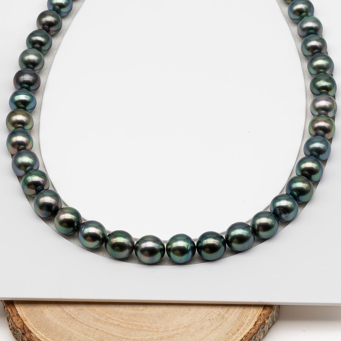 10-11mm Tahitian Pearl in Full Strand (No Hole), Natural Colors , Temporarily Strung Black Pearls for Jewelry Making, SKU # 3305TH