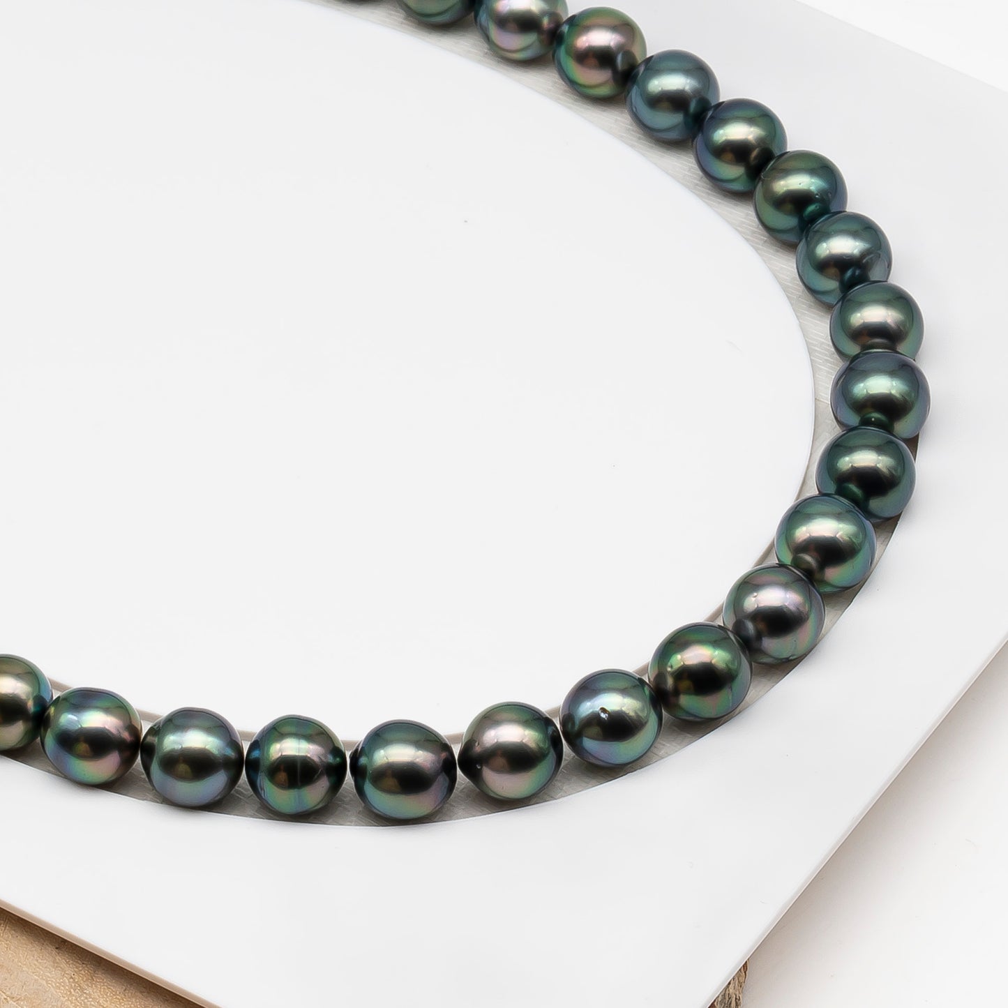 10-11mm Tahitian Pearl in Full Strand (No Hole), Natural Colors , Temporarily Strung Black Pearls for Jewelry Making, SKU # 3305TH