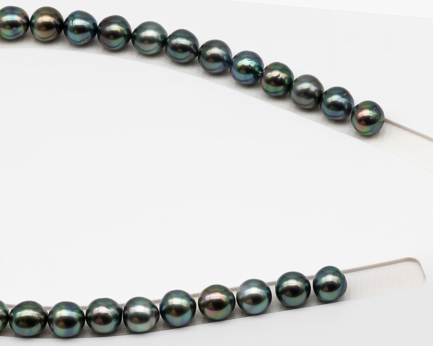 10-11mm Tahitian Pearl in Full Strand (No Hole), Natural Colors , Temporarily Strung Black Pearls for Jewelry Making, SKU # 3305TH