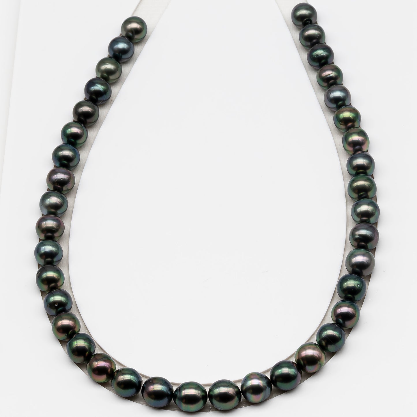 10-11mm Tahitian Pearl in Full Strand (No Hole), Natural Colors , Temporarily Strung Black Pearls for Jewelry Making, SKU # 3306TH