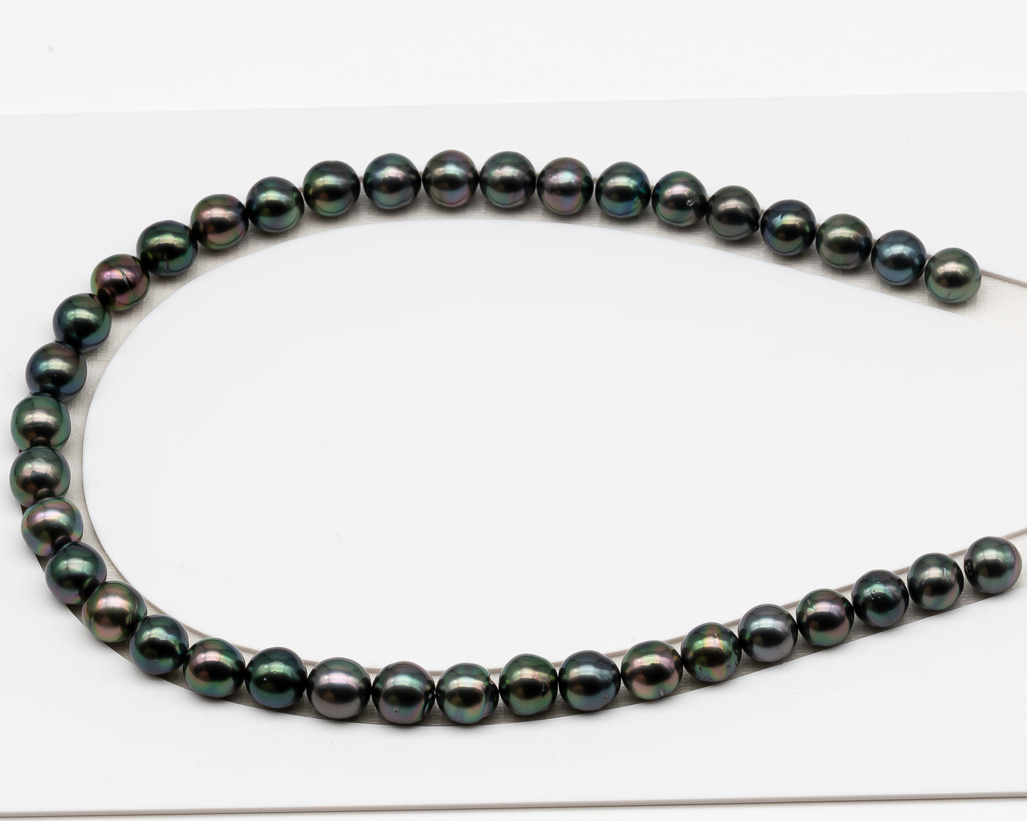 10-11mm Tahitian Pearl in Full Strand (No Hole), Natural Colors , Temporarily Strung Black Pearls for Jewelry Making, SKU # 3306TH