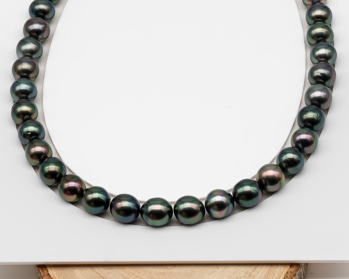 10-11mm Tahitian Pearl in Full Strand (No Hole), Natural Colors , Temporarily Strung Black Pearls for Jewelry Making, SKU # 3306TH
