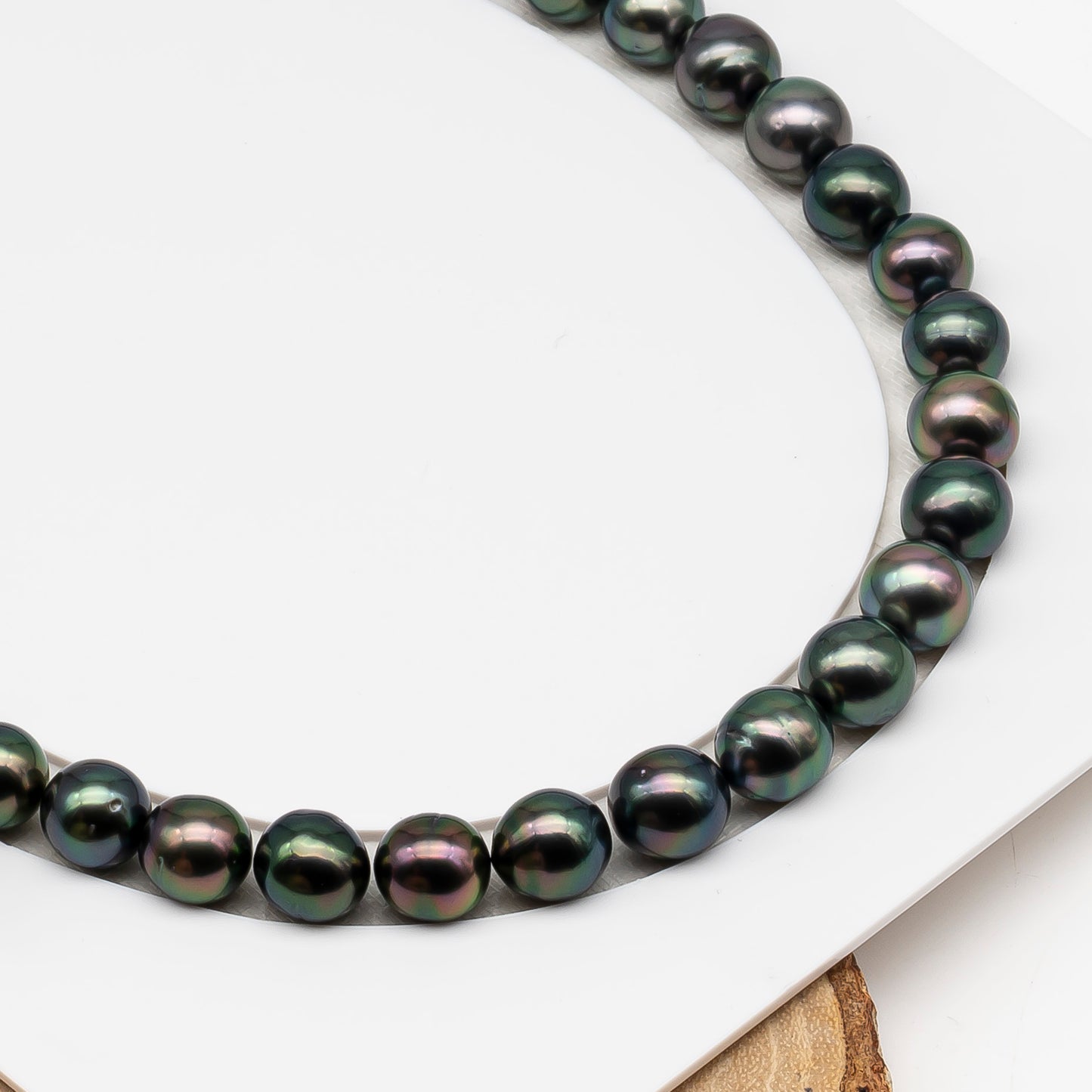 10-11mm Tahitian Pearl in Full Strand (No Hole), Natural Colors , Temporarily Strung Black Pearls for Jewelry Making, SKU # 3306TH